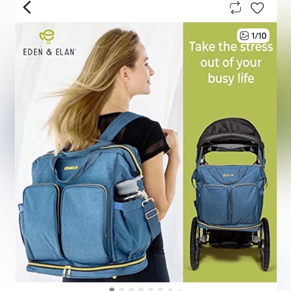 Eden & Elan Diaper Bag Backpack Navy Blue Large Capacity Mint Condition - Picture 5 of 16